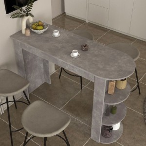 Τραπέζι μπαρ Vigne χρώμα γκρι σκυροδέματος 150x51,6x101,8εκ.
