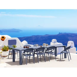 Σετ Τραπεζαρίας 9τμχ Vegas Sunset Dark Grey 100X260/300Χ75εκ.