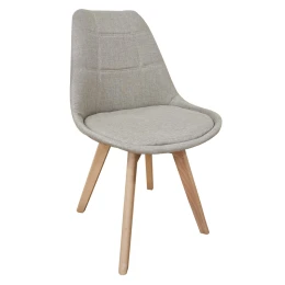 Καρέκλα Τραπεζαρίας Ξύλινη 4τμχ Bianca Light Beige Ύφασμα 50x56x46-83εκ.