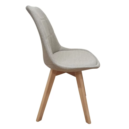 Καρέκλα Τραπεζαρίας Ξύλινη 4τμχ Bianca Light Beige Ύφασμα 50x56x46-83εκ.