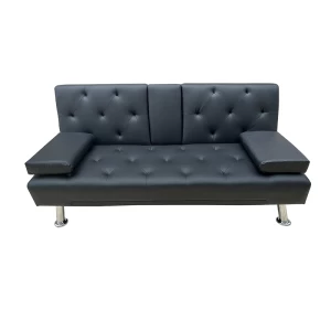 REST BLACK PU ΚΑΝΑΠΕΣ-ΚΡΕΒΑΤΙ 168X88X79εκ.