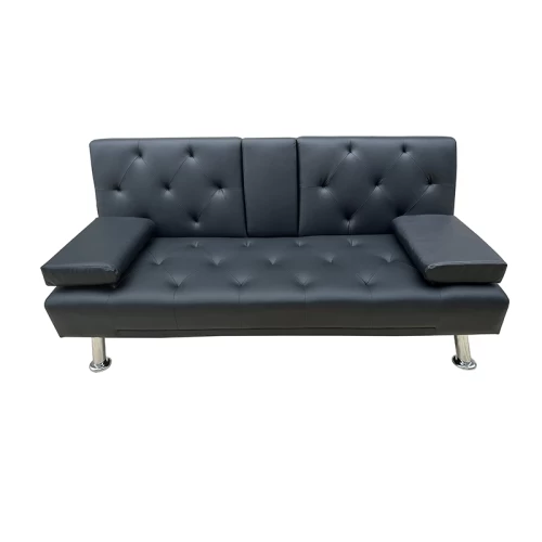 REST BLACK PU ΚΑΝΑΠΕΣ-ΚΡΕΒΑΤΙ 168X88X79εκ.