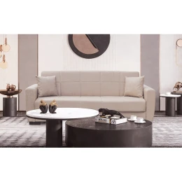 ANIMA LIGHT BROWN ΥΦΑΣΜΑ 3ΘΕΣΙΟΣ ΚΑΝΑΠΕΣ/ΚΡΕΒΑΤΙ ΜΕ ΑΠΟΘ.ΧΩΡΟ 210X80X75εκ.