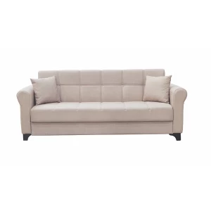 AZUR LIGHT BROWN ΥΦΑΣΜΑ 3ΘΕΣΙΟΣ ΚΑΝΑΠΕΣ/ΚΡΕΒΑΤΙ ΜΕ ΑΠΟΘ.ΧΩΡΟ 210X80X75εκ.