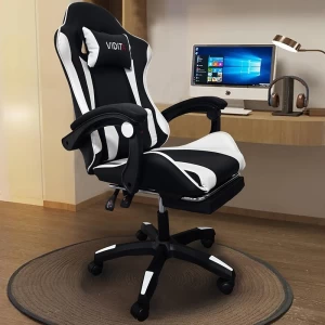 A6060 ΜΑΥΡΟ/ΛΕΥΚΟ ΠΟΛΥΘΡΟΝΑ GAMING/ΜΕ ΥΠΟΠΟΔΙΟ 64X62X113-121εκ.