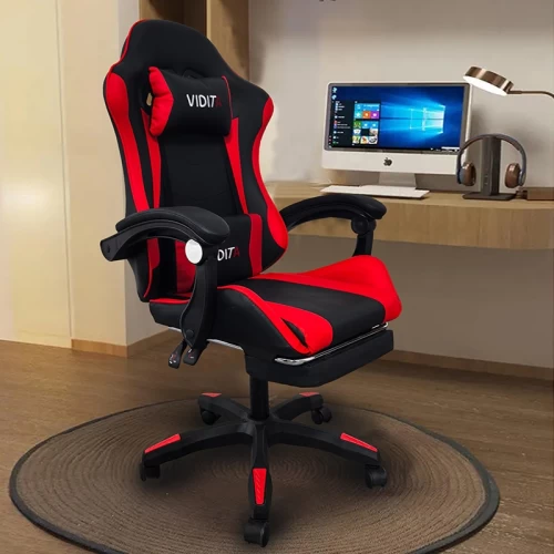 A6060 ΜΑΥΡΟ/ΚΟΚΚΙΝΟ ΠΟΛΥΘΡΟΝΑ GAMING/ΜΕ ΥΠΟΠΟΔΙΟ 64X62X113-121εκ.