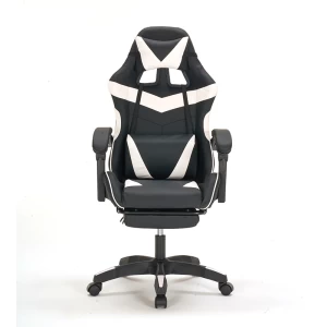 A9937 ΜΑΥΡΟ/ΛΕΥΚΟ PVC ΠΟΛΥΘΡΟΝΑ GAMING/ΜΕ ΥΠΟΠΟΔΙΟ 64X59X43-112/53-125εκ.
