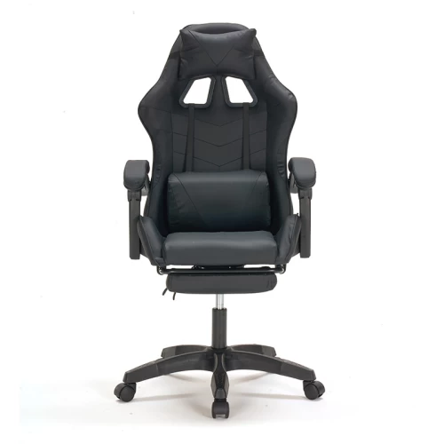 A9937 ΜΑΥΡΟ PVC ΠΟΛΥΘΡΟΝΑ GAMING/ΜΕ ΥΠΟΠΟΔΙΟ 64X59X43-112/53-125εκ.