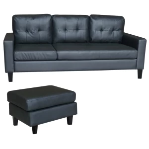 LIANA S BLACK PVC ΚΑΝΑΠΕΣ ΓΩΝΙΑ 185Χ126X84εκ.
