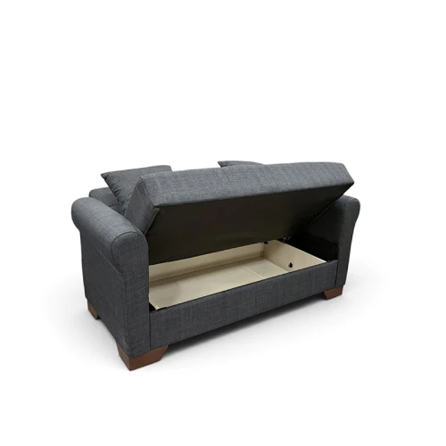 VAVEL DARK GREY ΥΦΑΣΜΑ 2ΘΕΣΙΟΣ ΚΑΝΑΠΕΣ/ΚΡΕΒΑΤΙ ΜΕ ΑΠΟΘ.ΧΩΡΟ 156Χ85Χ80εκ.
