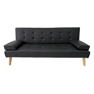 MERYL BLACK PU ΚΑΝΑΠΕΣ ΚΡΕΒΑΤΙ 170X81X74εκ.