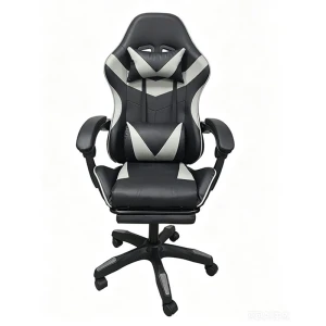 A9937 ΜΑΥΡΟ/ΓΚΡΙ PVC ΠΟΛΥΘΡΟΝΑ GAMING/ΜΕ ΥΠΟΠΟΔΙΟ 64X59X43-112/53-125εκ.