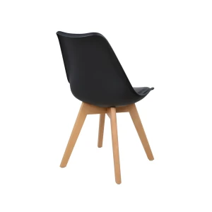 Καρέκλα Lora 47X56.6X82Cm Μαύρο Με Ξύλινα Πόδια