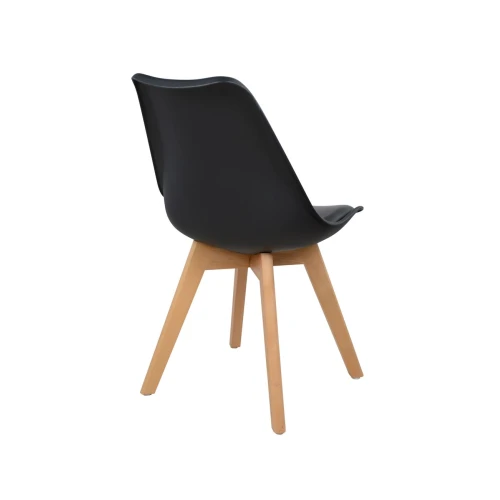 Καρέκλα Lora 47X56.6X82Cm Μαύρο Με Ξύλινα Πόδια