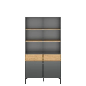 Ραφιέρα Beril 2D2S Ανθρακί-Χρυσό Δρυς 90X42X170Cm