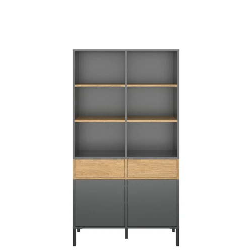 Ραφιέρα Beril 2D2S Ανθρακί-Χρυσό Δρυς 90X42X170Cm