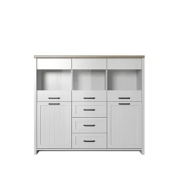 Verne Bar 147.9X37.2X132.7Cm Λευκό-Φυσικός Δρυς