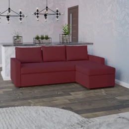 Concept Γωνιακός Καναπές Κρεβάτι Με Αναστρέψιμη Γωνία & Αποθηκευτικό Χώρο Μπορντώ 218X153X80Cm