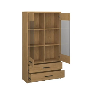 Βιτρίνα Pavi Βελανιδιά Με 2 Συρτάρια 84.3X33.8X156.4Cm