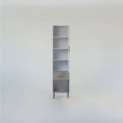 Ραφιέρα Timmy 2D1S Λευκό-Γραφίτη-Γκρι 46.8X36X199Cm