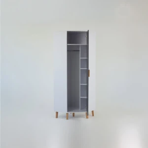 Γωνιακή Ντουλάπα Timmy Λευκό-Γραφίτη-Γκρι 71.3X71.3X199Cm