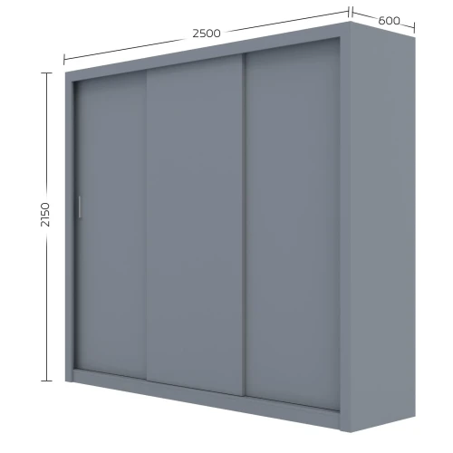 Ντουλάπα Grandio Γκρι 250X60X215Cm