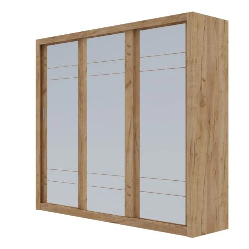 Ντουλάπα Grandio Χρυσό Δρυς Με Καθρέφτη 250X60X215Cm