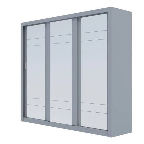 Ντουλάπα Grandio Γκρι Με Καθρέφτη 250X60X215Cm