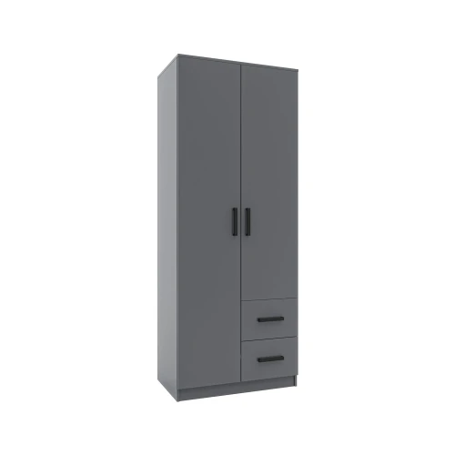 Ντουλάπα Δίφυλλη Με Συρτάρια Simple Γραφίτης 80X52X205Cm