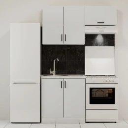 Κουζίνα Modest Σετ 3 Κουτιών Λευκό Άνω Κουτιά 140Cm Κάτω 80Cm