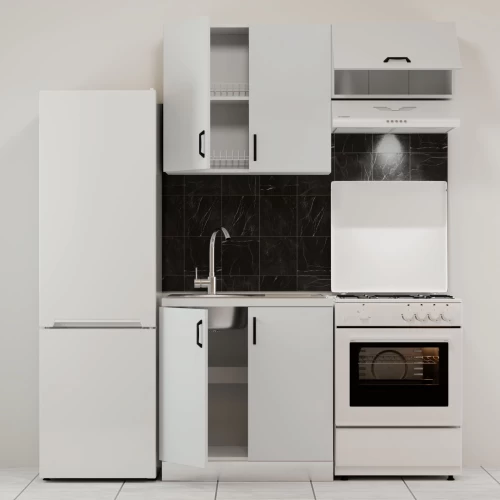 Κουζίνα Modest Σετ 3 Κουτιών Λευκό Άνω Κουτιά 140Cm Κάτω 80Cm