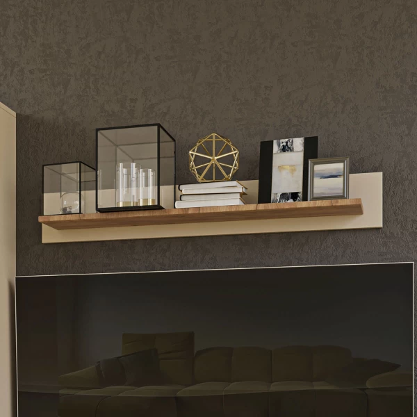 Κρεμαστό Ράφι Lilu Μπεζ-Σκούρο Δρυς 98X16X15Cm