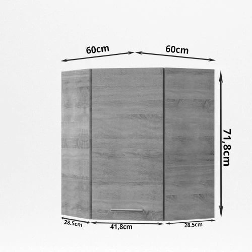 Alina Πάνω Ντουλάπι Γωνίας 60X60X30.5X71.8Εκ Σονόμα-Μόκκα