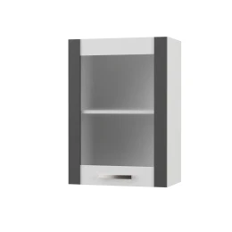 Charlotτe Πάνω Ντουλάπι Με Τζάμι Αριστερό 50X30.5X71.8 Με Μεταλλικά Χερούλια Γραφίτης