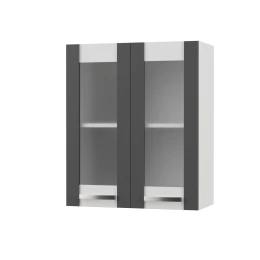 Charlotτe Πάνω Ντουλάπι Με Τζάμι 60X30.5X71.8Εκ Με Μεταλλικά Χερούλια Γραφίτης
