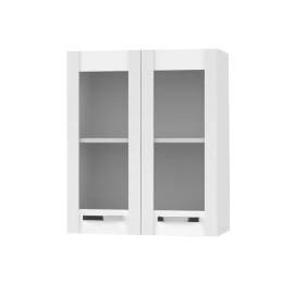 Charlotτe Πάνω Ντουλάπι Με Τζάμι 60X30.5X71.8Εκ Με Μεταλλικά Χερούλια Λευκό