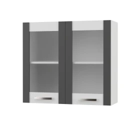 Charlotτe Πάνω Ντουλάπι Με Τζάμι 80X30.5X71.8Εκ Με Μεταλλικά Χερούλια Γραφίτης
