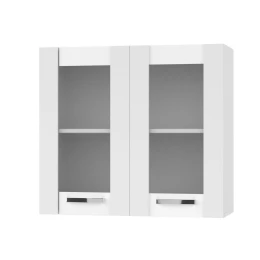 Charlotτe Πάνω Ντουλάπι Με Τζάμι 80X30.5X71.8Εκ Με Μεταλλικά Χερούλια Λευκό