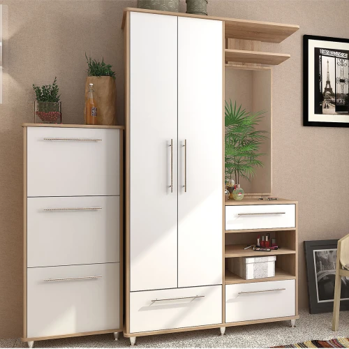 Παπουτσοθήκη Niag 5803D 58X26.5X132Εκ Σονόμα-Λευκή