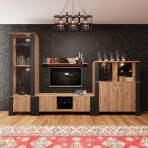 Ράφι Τοίχου Old Wood Χρυσός Δρύς Με Μαύρο 115.6X17.6X20Εκ