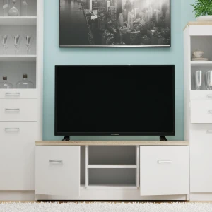 Έπιπλο Tv 120X42X46Εκ Λευκό-Sonoma Με Δύο Ντουλάπια