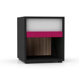 Alex Κομοδίνο 36X36Εκ Γραφίτης-Λευκό-Σονόμα Συρτάρι