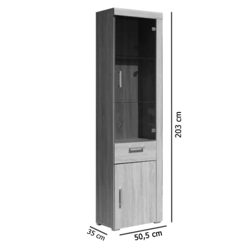 Βιτρίνα Μονόφυλλη Damis 50.5X35X203Εκ Σονόμα Mdf Διακόσμηση