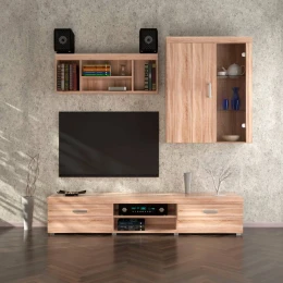 Σύνθεση Τηλεόρασης Damis Sonoma Με Mdf Λεπτομέρειες 237.5X45X210Εκ