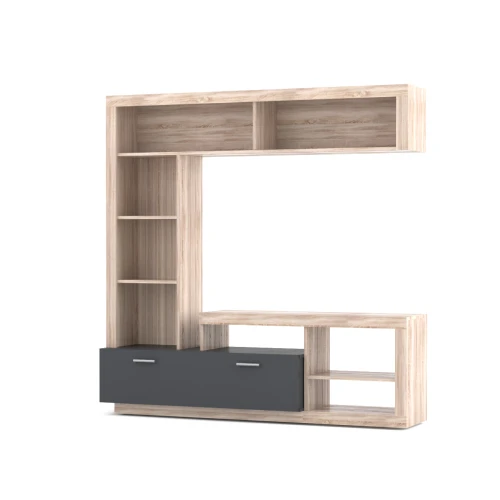Σύνθεση Τηλεόρασης Floks 170X41X170Εκ Sonoma (Φυσικός Δρύς)-Γραφίτης