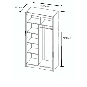Ντουλάπα Δίφυλλη Ilona Sonoma 130X61X215Εκ Mdf