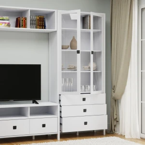 Βιτρίνα Marocco Δίφυλλη Λευκό 90X37X210.5Cm