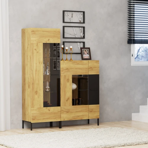 Βιτρίνα Santes Χρυσό Δρυς-Γραφίτης 90X42X134.50Cm