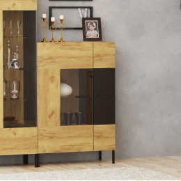 Βιτρίνα Santes Χρυσό Δρυς-Γραφίτης 90X42X134.50Cm
