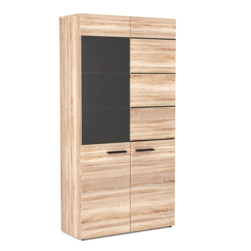 Βιτρίνα Solo Δίφυλλη 90X41X197Cm Με Τζάμι Sonoma Με Wenge